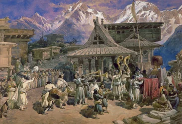 Puja in Chini Bashahr, Himalaya, ca. 1859-66